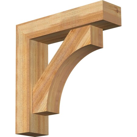 Ekena Millwork Westlake Block Rough Sawn Bracket w/ Offset Brace, Western Red Cedar, 6"W x 24"D x 24"H BKT0604X24X24WTL05RWR
